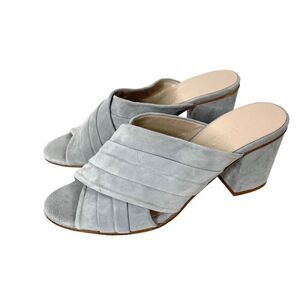 NEW Anthropologie Mint&Rose Agatha suede slide heels Size 39 baby blue‎
